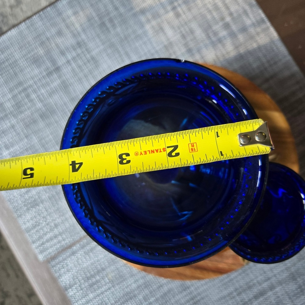 Cobalt Blue Glass Candle Holders Set of 2 Metal Stand Decorative Home Decor - Picture 9 of 12